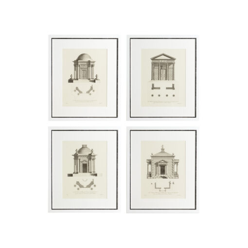 Набор из четырёх постеров ARCHITECTURE Eichholtz Белый, Серый
