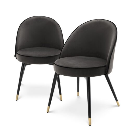 Набор из двух обеденных стульев Cooper (серый, бархат) Eichholtz Серый
