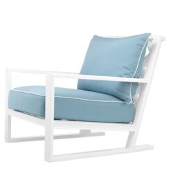 Кресло Como (белое с голубым) Eichholtz Белый, Голубой
