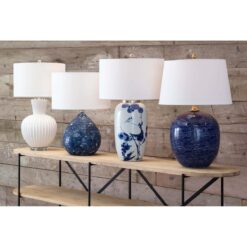 Настольная лампа Kyoto Ceramic Regina Andrew Белый, Голубой