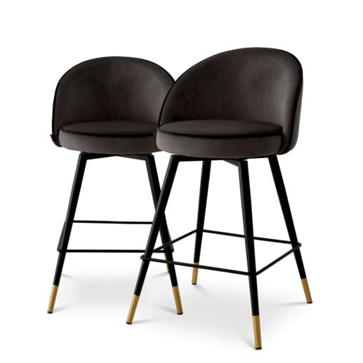 Набор из двух полубарных стульев Roche (темно-серый) Eichholtz Темно-серый