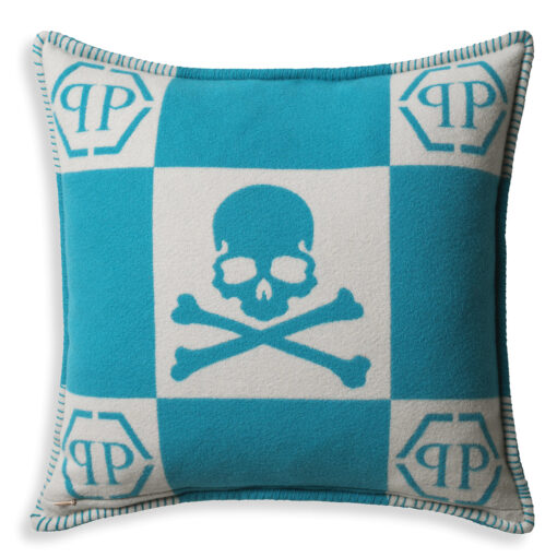 Декоративная подушка Skull (синяя) Eichholtz Белый, Синий