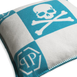Декоративная подушка Skull (синяя) Eichholtz Белый, Синий