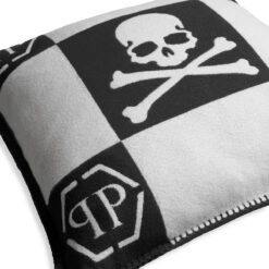 Декоративная подушка Skull (черная) Eichholtz Белый, Принт, Черный