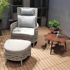 Садовое кресло Loop с высокой спинкой Couture Jardin Бежевый